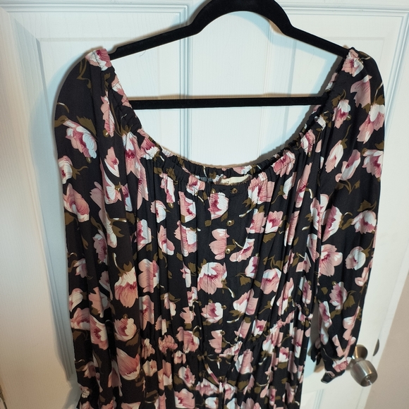 Just Found Black Floral High-low Maxi Dress 3X Long Sleeves - Picture 4 of 8